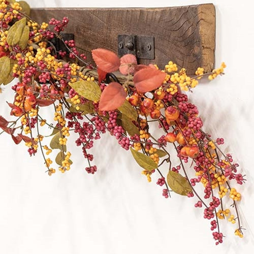 Bountiful Berries & Leaves 5 Ft Faux Foliage Garland