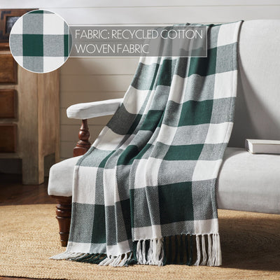 Annie Buffalo Check Hunter Green Woven Throw