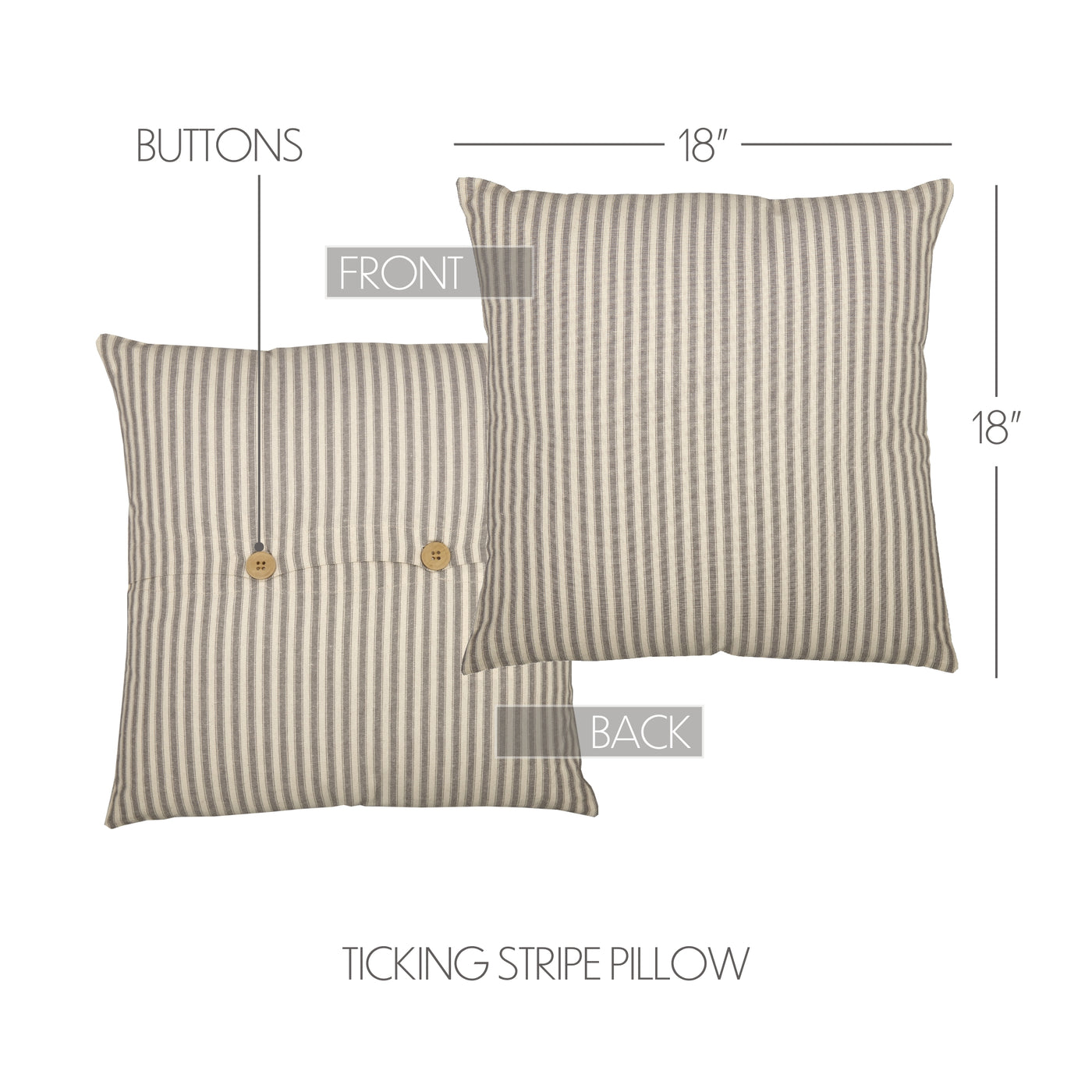Grace Ticking Stripe Pillow 18"