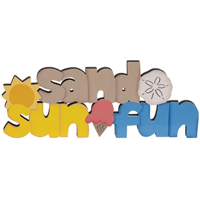 Set of 3 Beach Bum Just Beachy Wooden Word Sitters