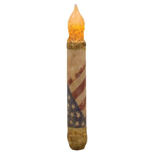 Nostalgic Americana Flag 6" Timer Taper Candle