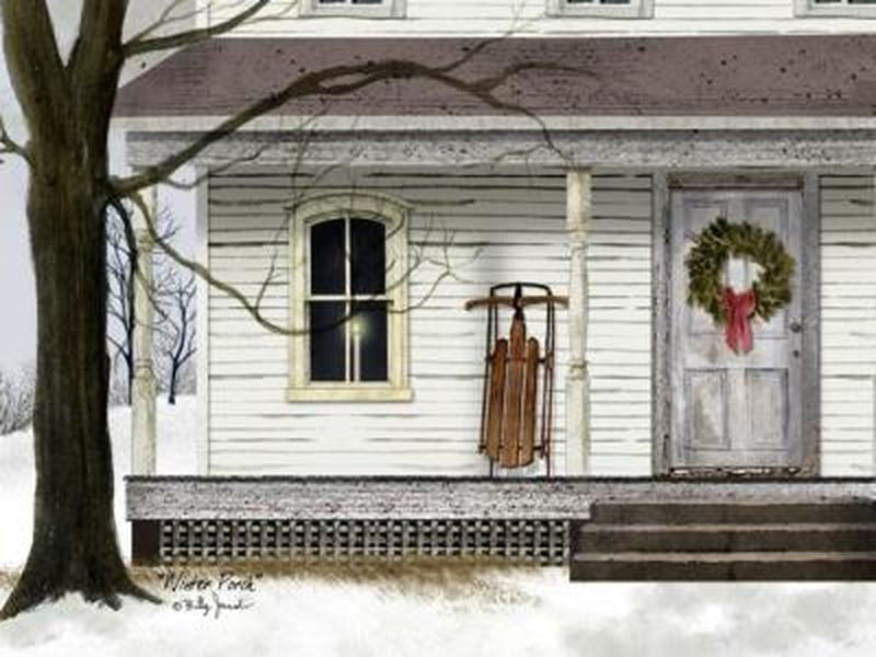 Billy Jacobs Winter Porch 12"x16" Canvas Print