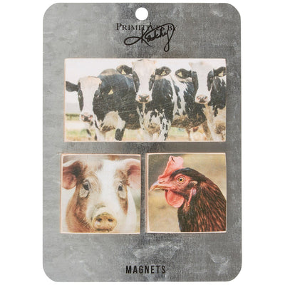 Set of 3 Farm Animals Cow Pig Chicken Magnet Set