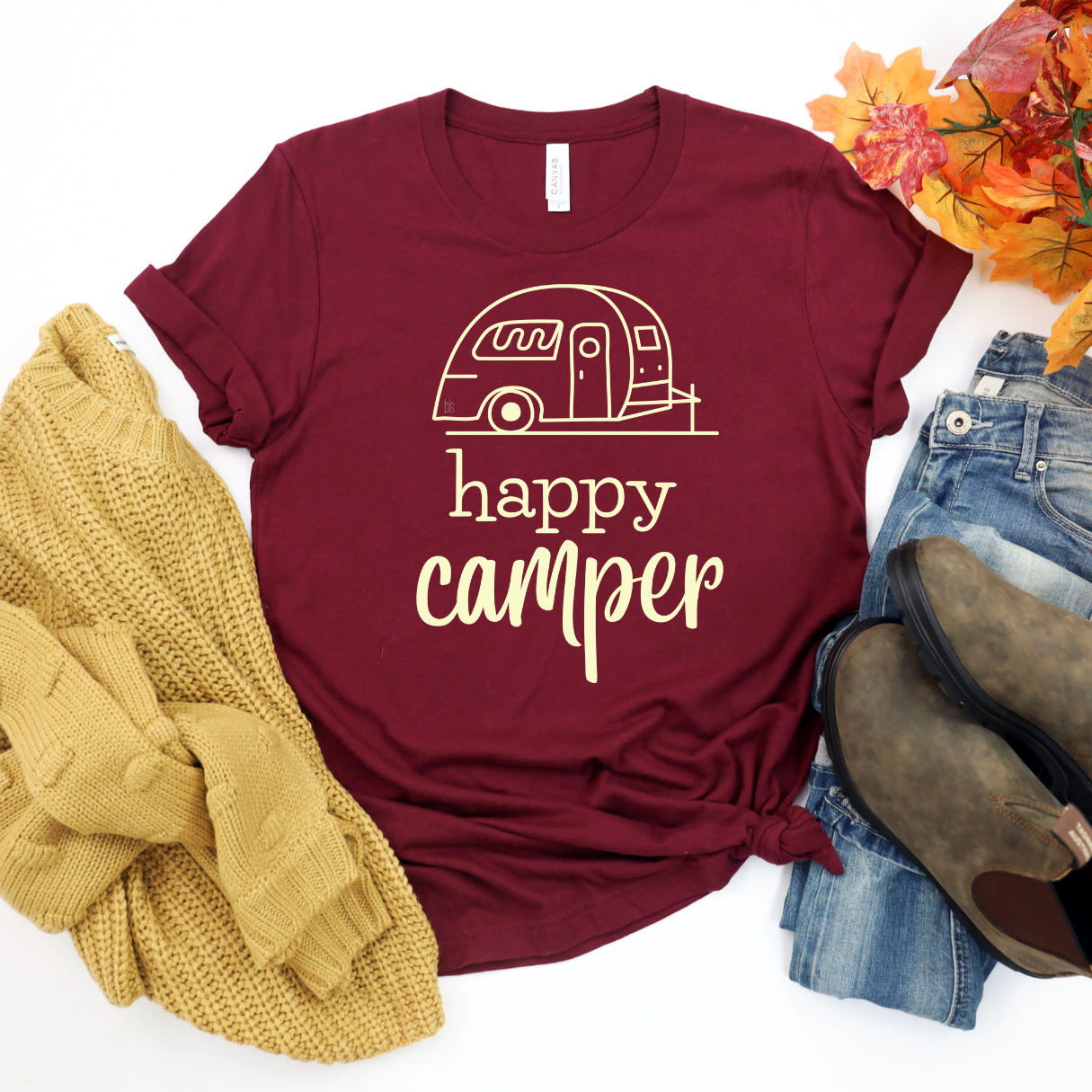 💙 Happy Camper Retro Trailer T-Shirt