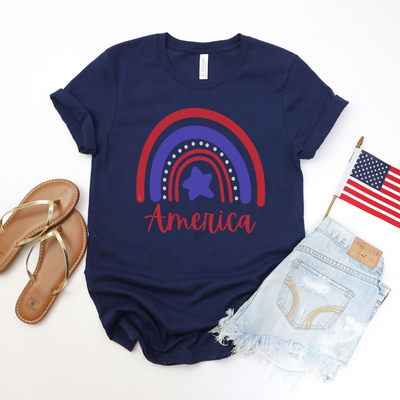 💙 America Rainbow T-Shirt - 🎆 4th of July Collection