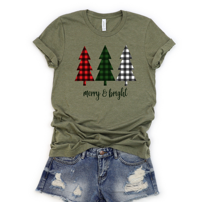 💙 Merry and Bright Buffalo Trees Christmas T-Shirt