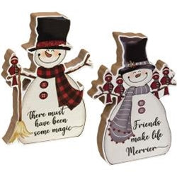 💙 Set of 2 There Must Have Been Some Magic Chunky Snowman Sitter Signs