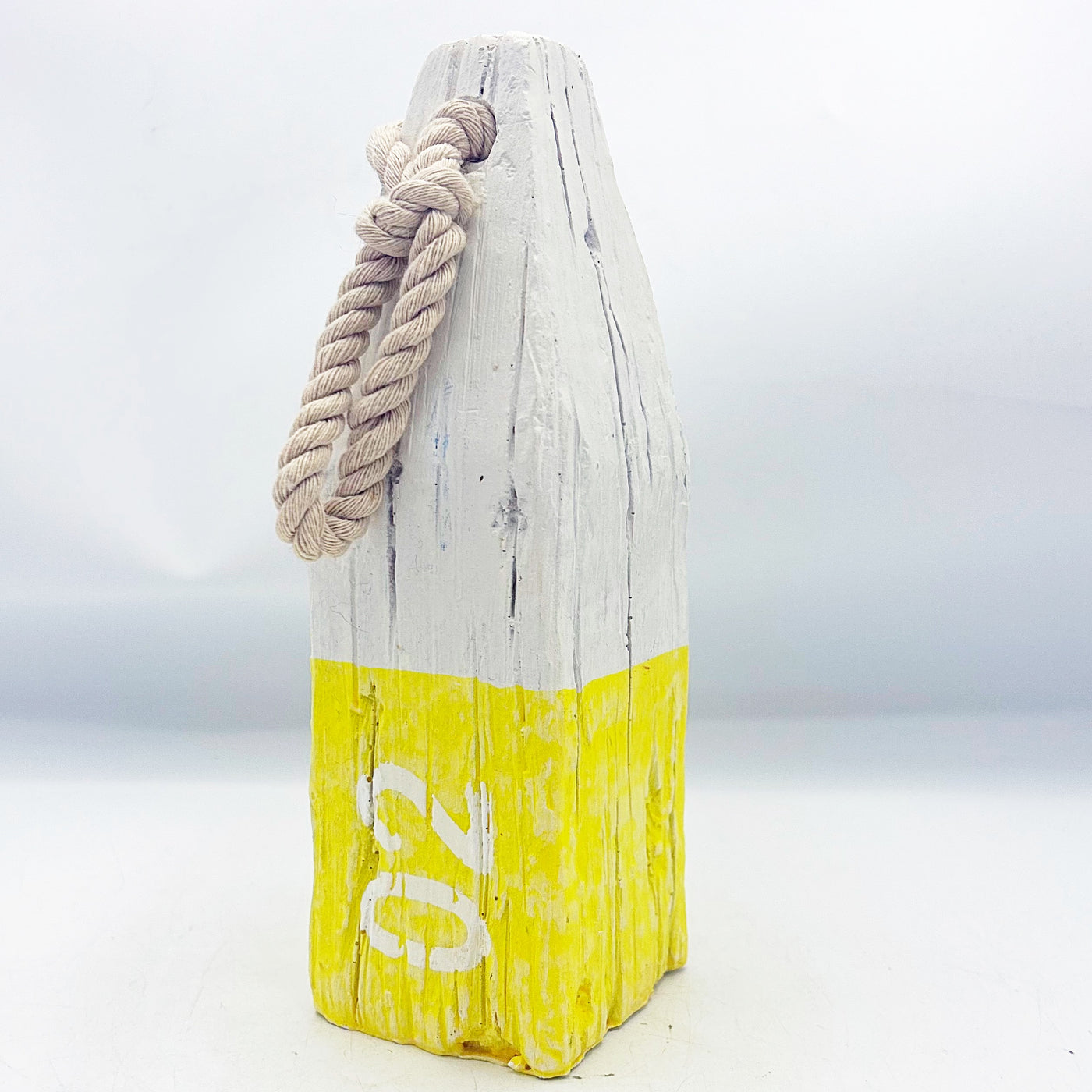 💙 White and Yellow Decorative Buoy Resin 8" H