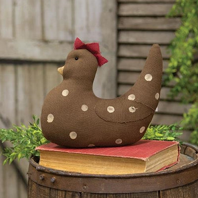 Brown & White Polka Dot Chicken Fabric Figure