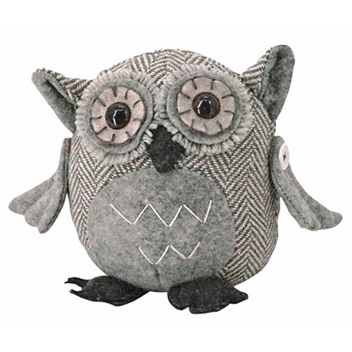 Grey Owl Decorative Plush Figure 7.5" H