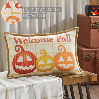 Welcome Fall Jack O' Lanterns 22" Accent Pillow