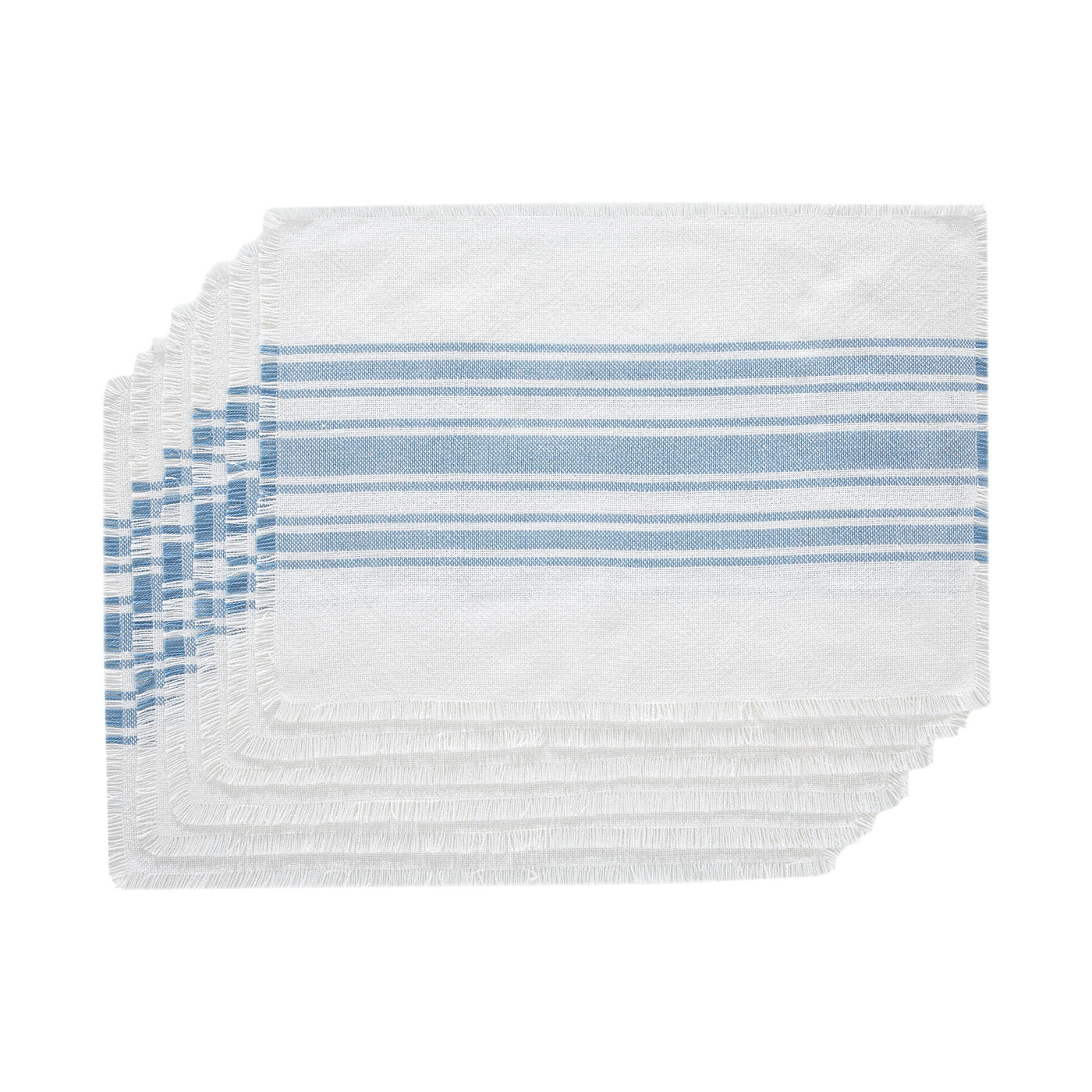 Antique White Stripe Blue Indoor/Outdoor Placemat Set of 6