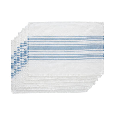 Antique White Stripe Blue Indoor/Outdoor Placemat Set of 6