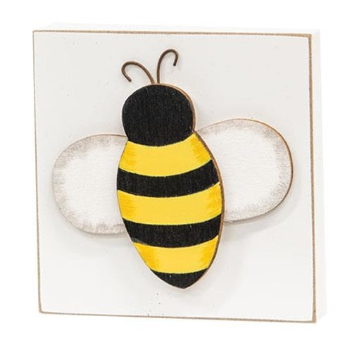 💙 Bee Icon Square Small 3.5" Wooden Block