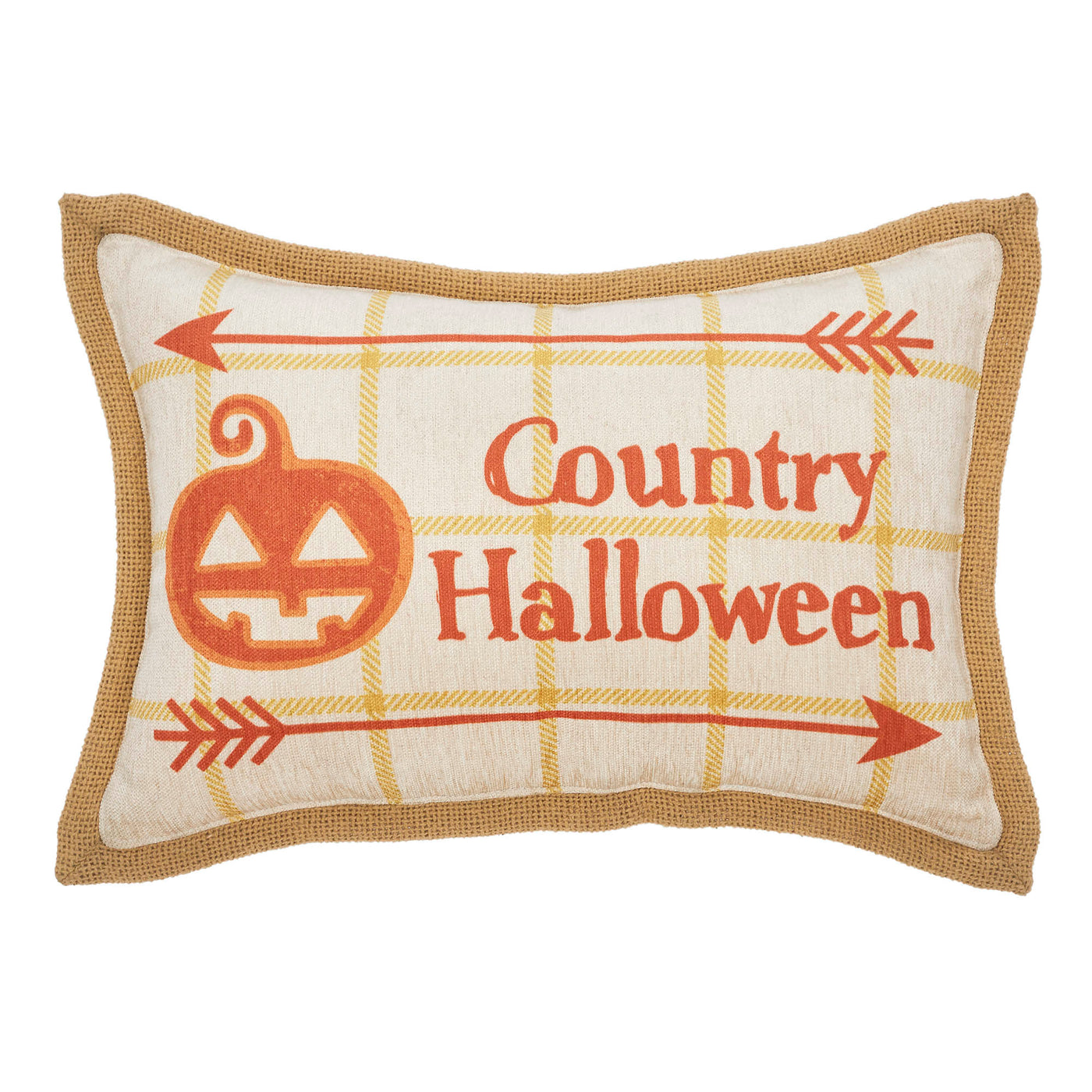 Country Halloween Jack O' Lantern Pillow 9.5" x 14"