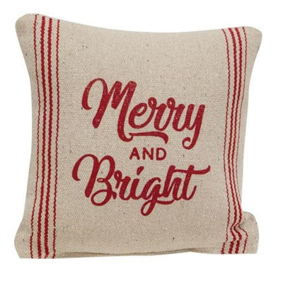 Merry & Bright Red Striped 10" Accent Pillow