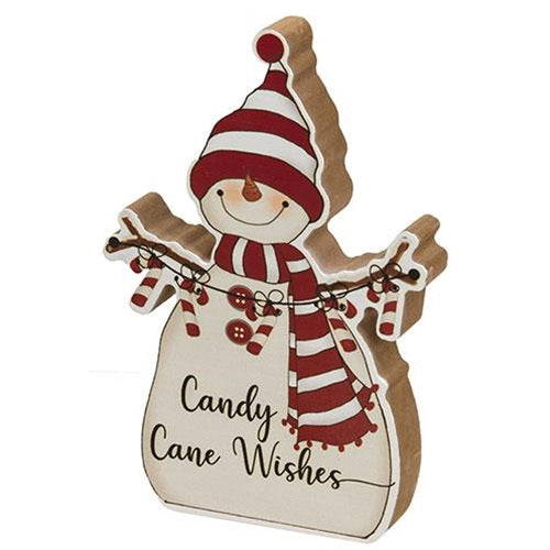 Set of 2 Candy Cane Wishes Chunky Snowmen Sitters