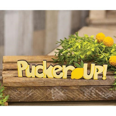 💙 Pucker Up Lemon Wooden Word Cutout Sitter