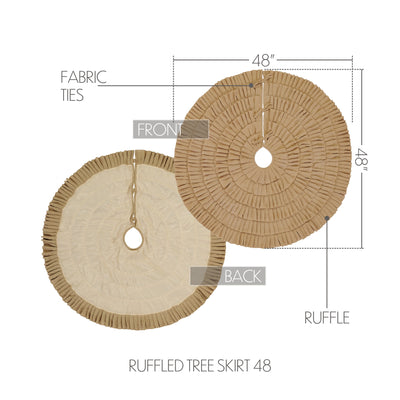 Festive Natural Burlap Ruffled Tree Skirt 48" diameter