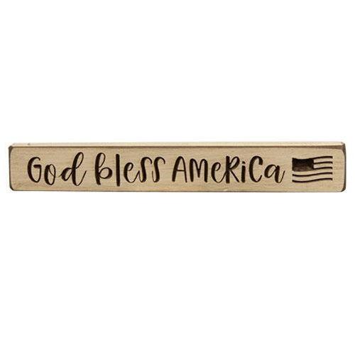 God Bless America with Flag 12" Engraved Block