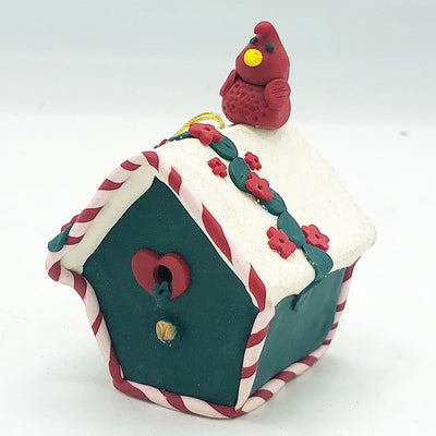 💙 Handcrafted Birdhouse with Cardinal Clay Dough Ornament