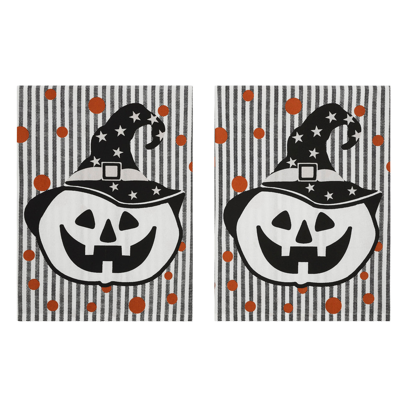 Pumpkin & Stripe Halloween Absorbent Cotton Kitchen Towel Set