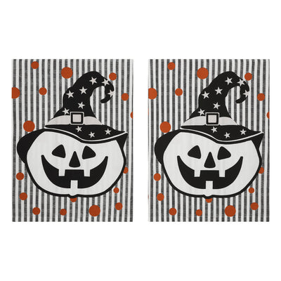 Pumpkin & Stripe Halloween Absorbent Cotton Kitchen Towel Set