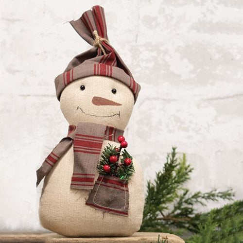 Red Stripe Hat and Scarf Snowman with Hanger