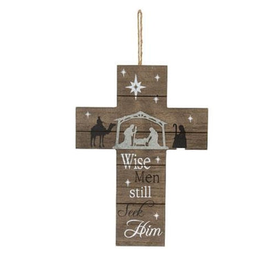 Set of 2 Nativity Themed Hanging Cross Decor