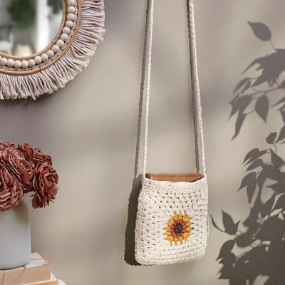 Crochet Sunflower Crossbody Bag