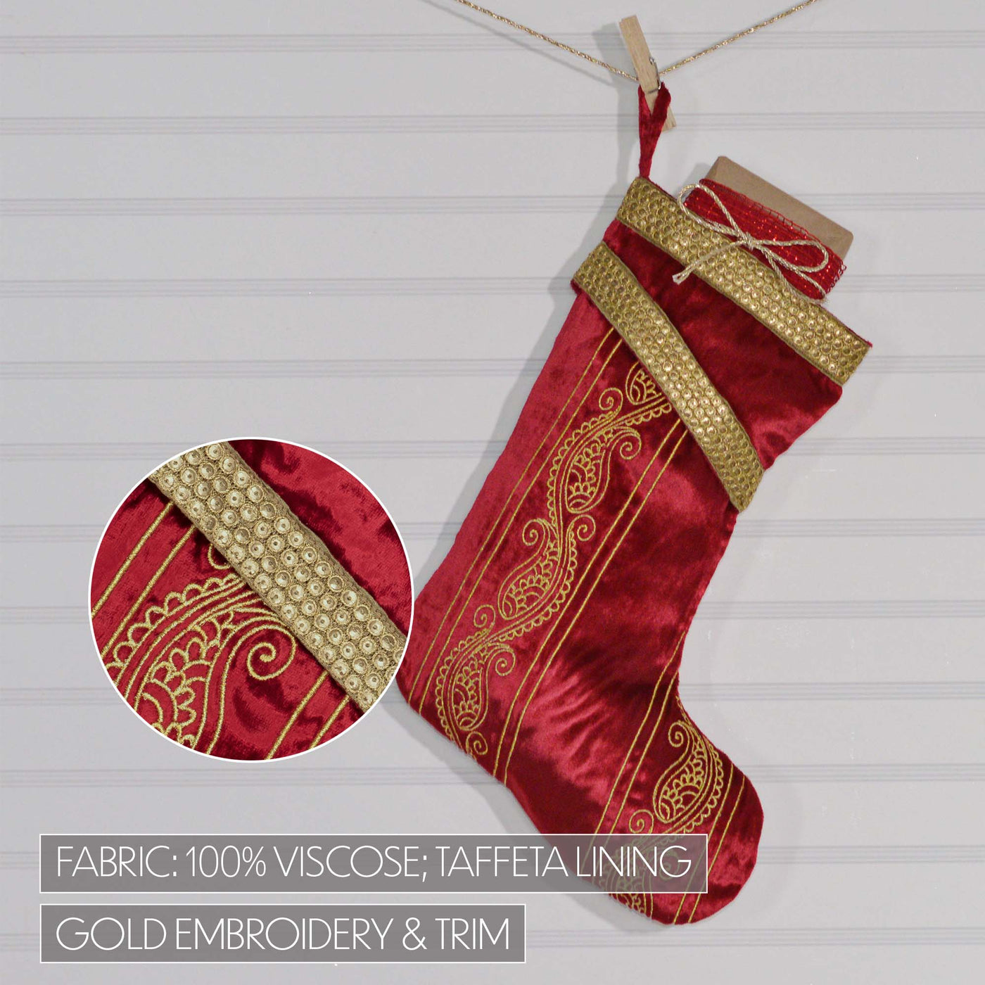 Yule Red and Gold 15" Christmas Stocking