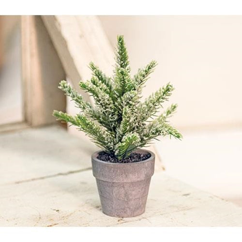 Icy Pine in Rustic Grey Pot 7" Faux Evergreen