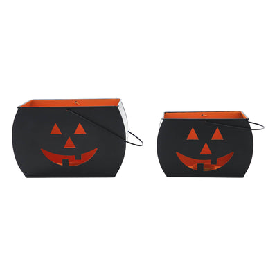 Trick or Treat Jack O' Lantern Tealight Holders Set of 2