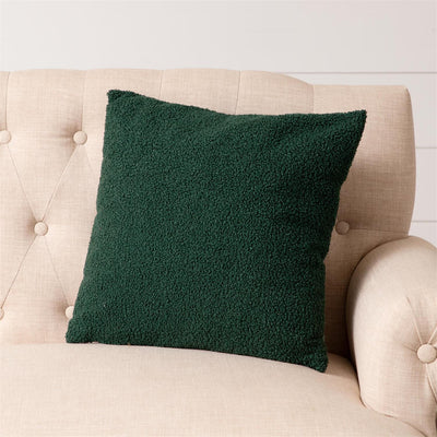 Deep Green Cozy Teddy Faux Fur 18" Accent Pillow