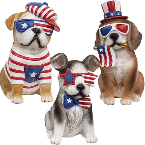 Set of 3 Americana Dog Resin Figures