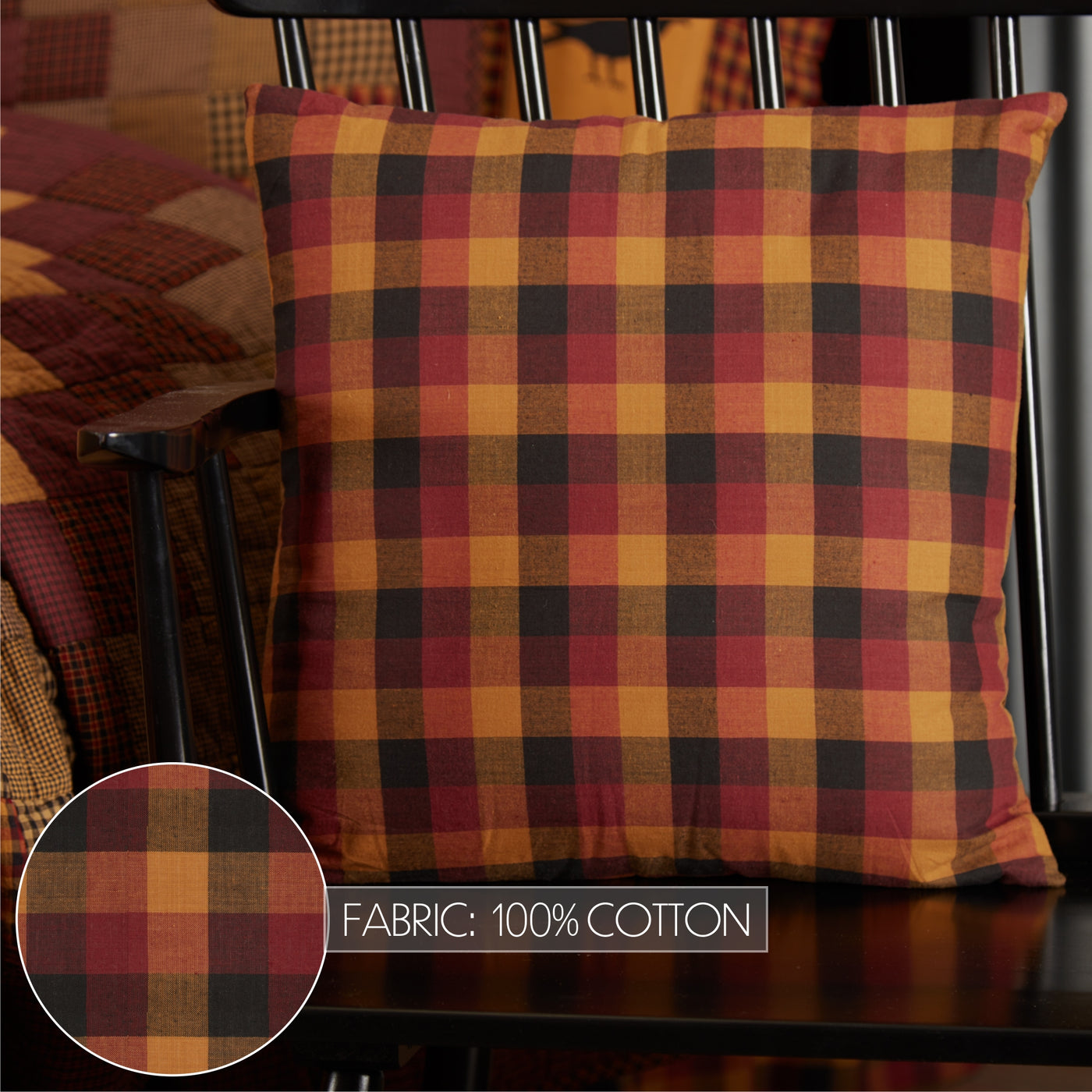 Heritage Farms Primitive Check Fabric Pillow 16'' x 16''