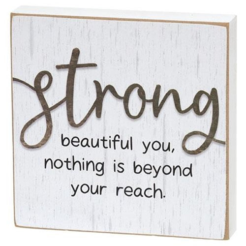 Set of 2 Strong & Inspiring 4" Square Block Signs