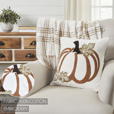 Wheat Plaid Pumpkin Pillow 18'' x 18''