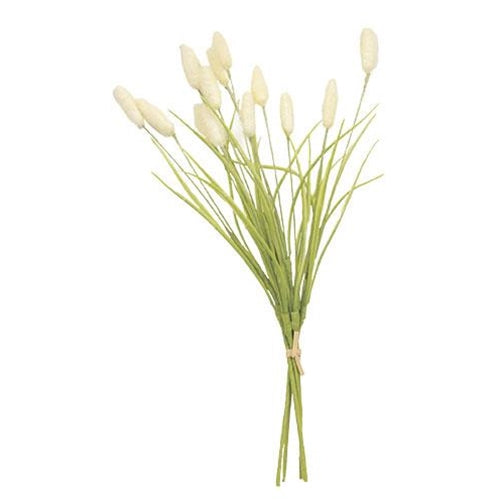 💙 White Bunny Tail Bushy 17" Faux Floral Stem