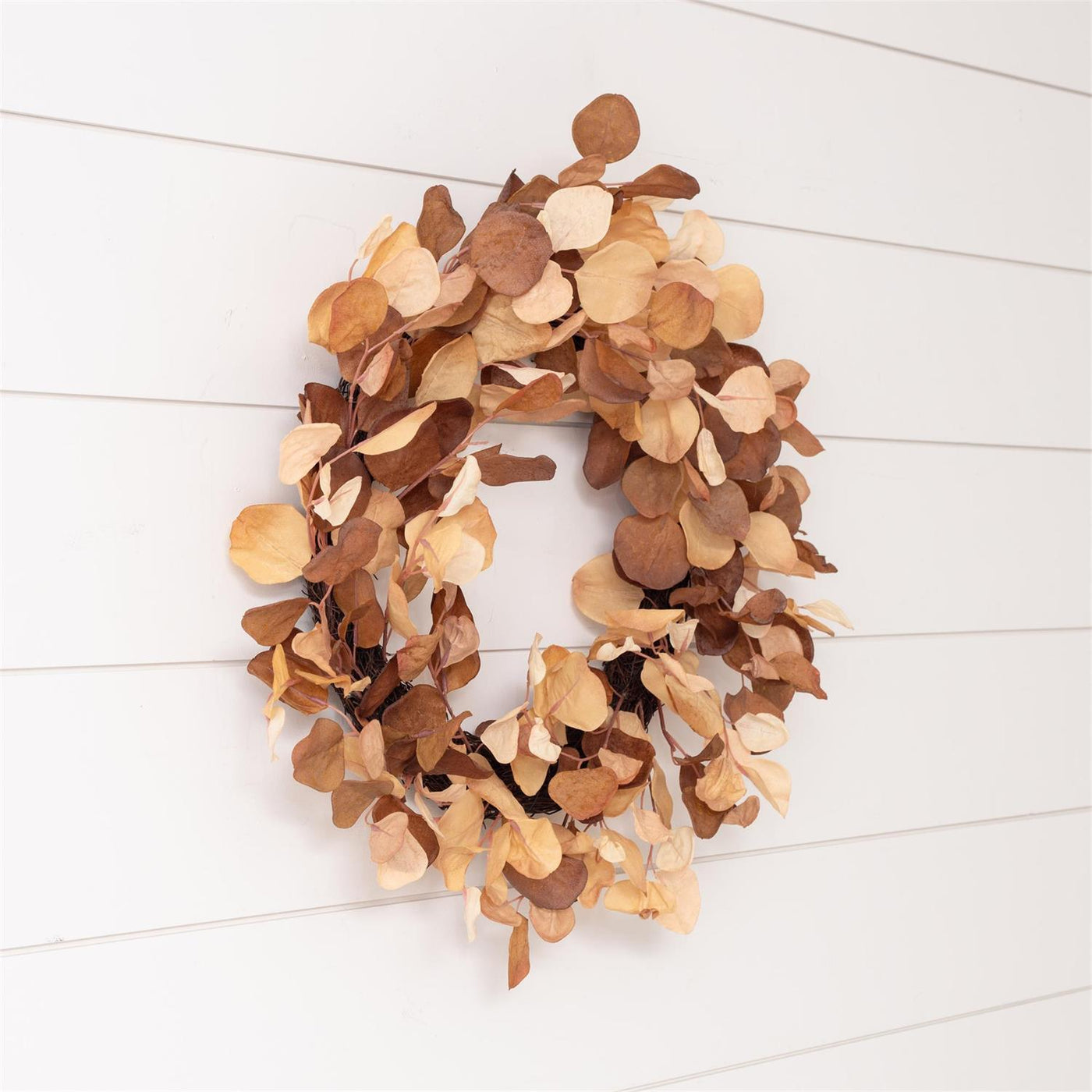Brown And Cream Eucalyptus 24" Faux Foliage Wreath