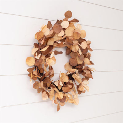 Brown And Cream Eucalyptus 24" Faux Foliage Wreath