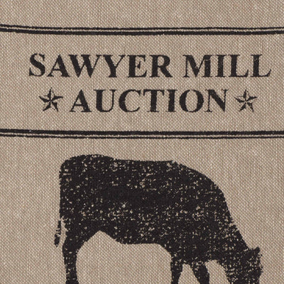 Set of 2 Sawyer Mill Charcoal Cow Button Loop Tea Towel