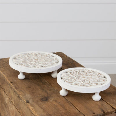 Set of 2 Floral Cut-Out Design Risers