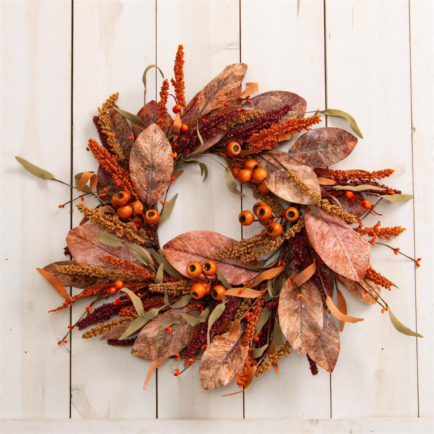 Fall Foliage and Leaves 29.5" Faux Wreath