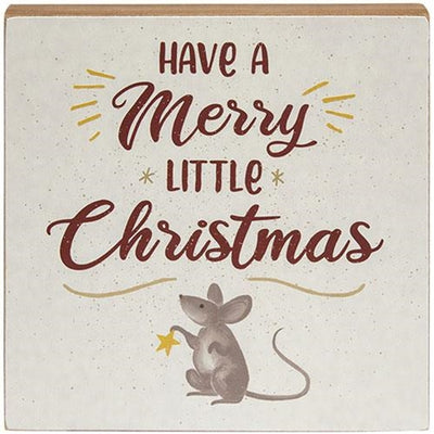 💙 Have a Merry Little Christmas Mouse 7" Wooden Box Sign