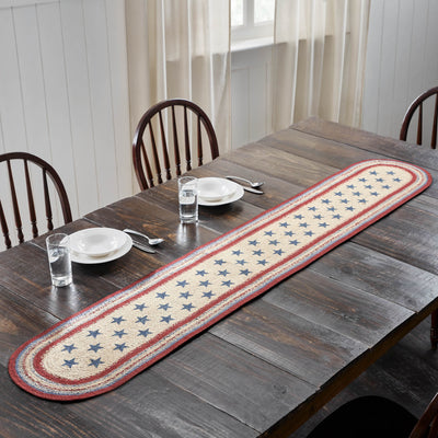 Americana Stars and Stripes 72" Jute Oval Runner