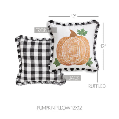 💙 Annie Black Check Pumpkin Pillow 12"