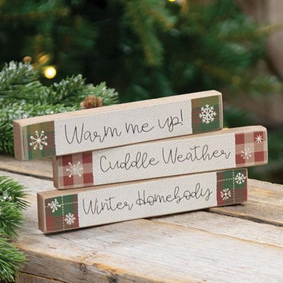 Set of 3 Winter Sentiments Mini Stick Signs