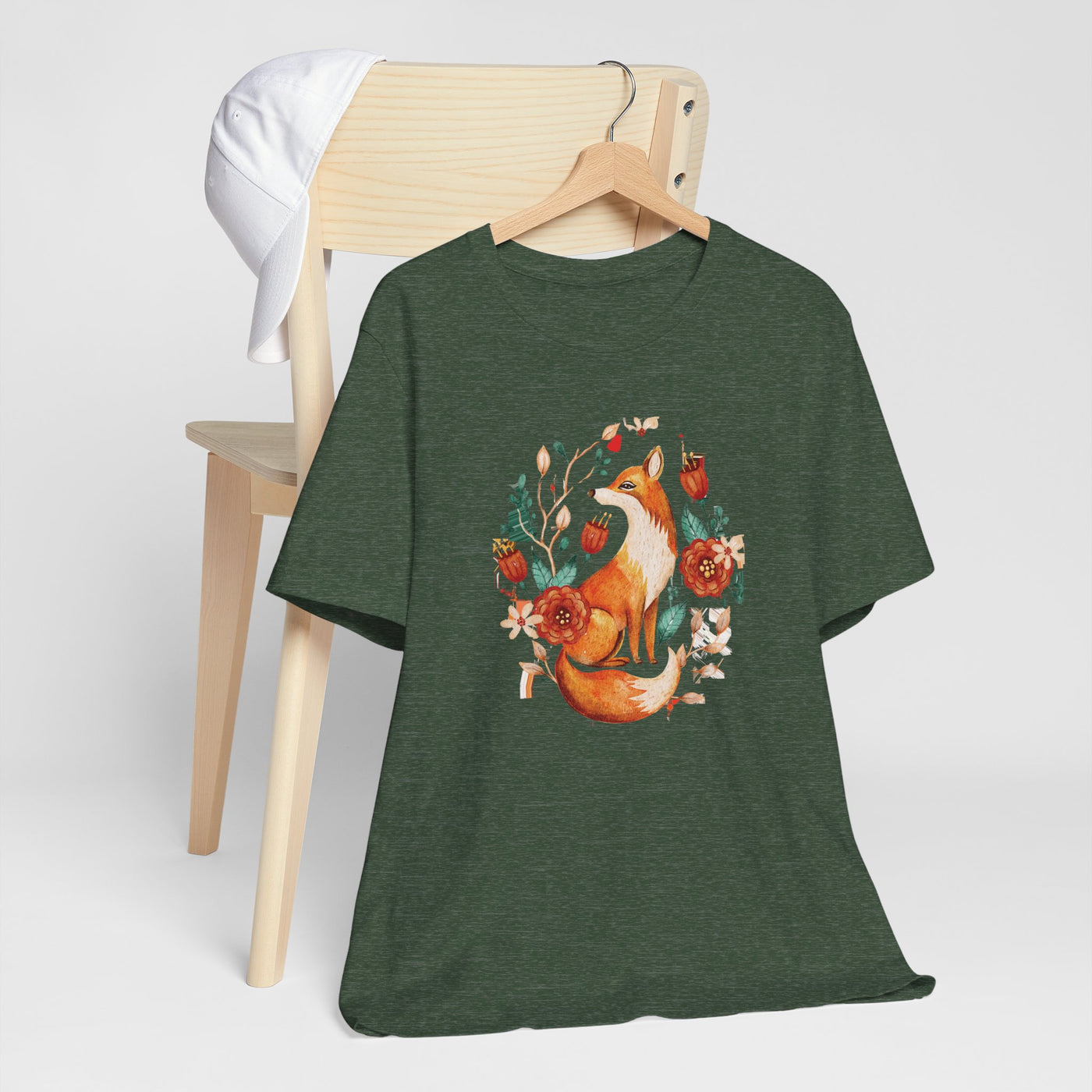 Graceful Fox and Flowers Cozy T-Shirt