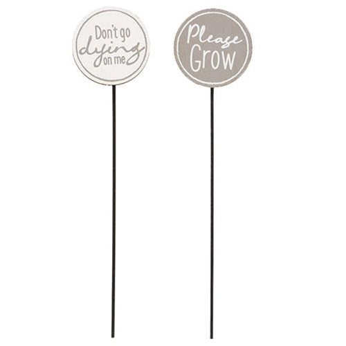 Set of 2 Please Grow and Don't Go Dying On Me Plant Stakes
